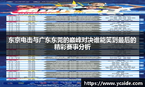 东京电击与广东东莞的巅峰对决谁能笑到最后的精彩赛事分析