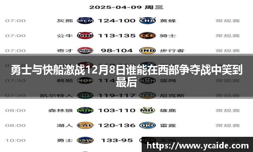 勇士与快船激战12月8日谁能在西部争夺战中笑到最后